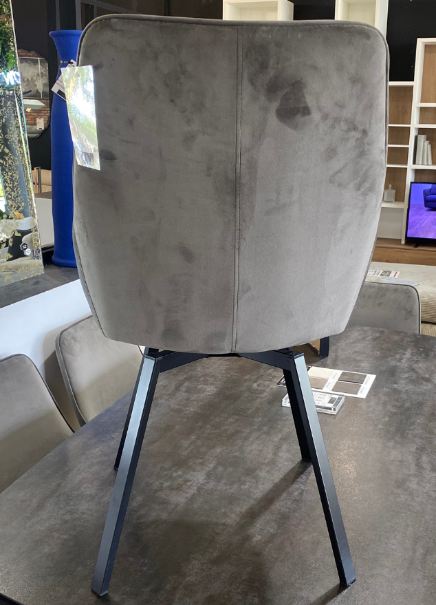 Chaise de salle a manger pivotante en velours gris - Souffle d'intérieur