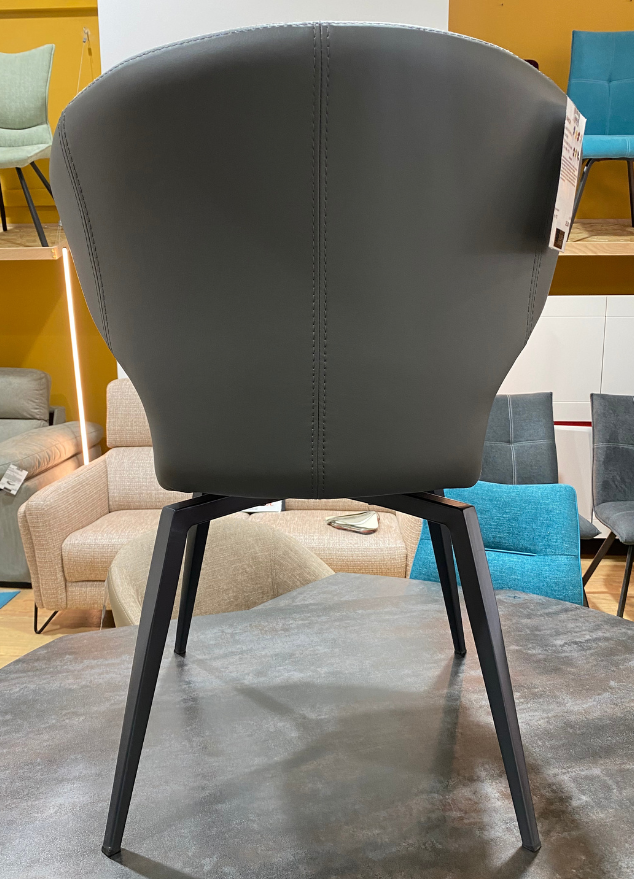 Chaise fauteuil de table pivotante gris clair pieds métal noir - Tablacasa - Souffle d'intérieur
