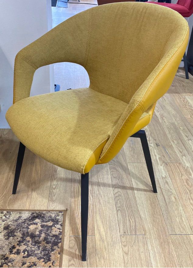 Chaise de salle a manger fauteuil de table jaune pivotante - Souffle d'intérieur