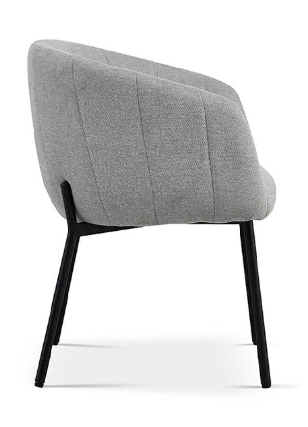 Chaise grise tissu bouclette de salle à manger avec accoudoirs - Souffle d'intérieur
