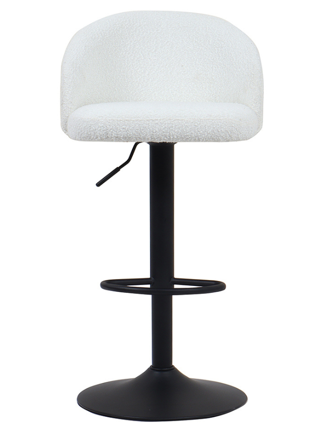 Tabouret design de bar réglable en hauteur blanc bouclette pieds métal noir - Souffle d'intérieur