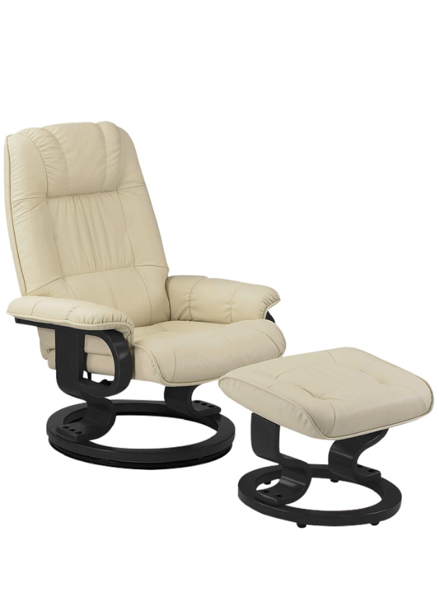 fauteuil relax moderne design cuir beige pivotant - Souffle d'intérieur - Centrelec