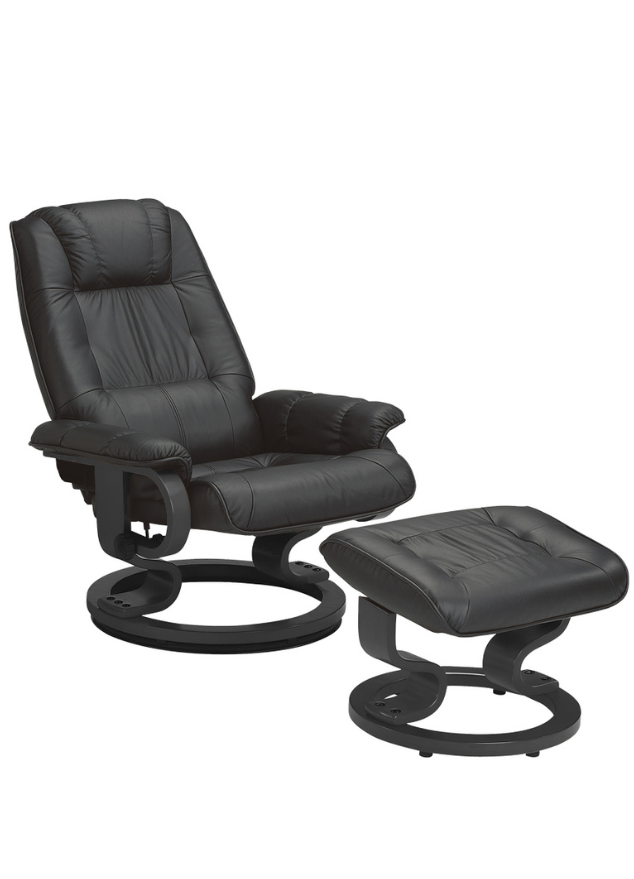 fauteuil relax moderne design cuir noir pivotant - Souffle d'intérieur - Centrelec