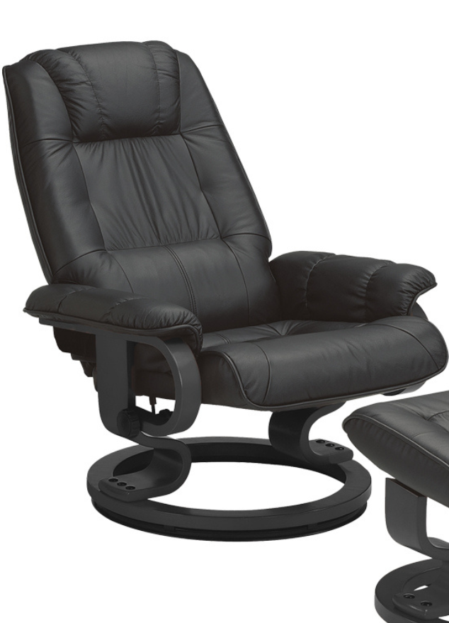 fauteuil relax moderne design cuir noir pivotant - Souffle d'intérieur - Centrelec