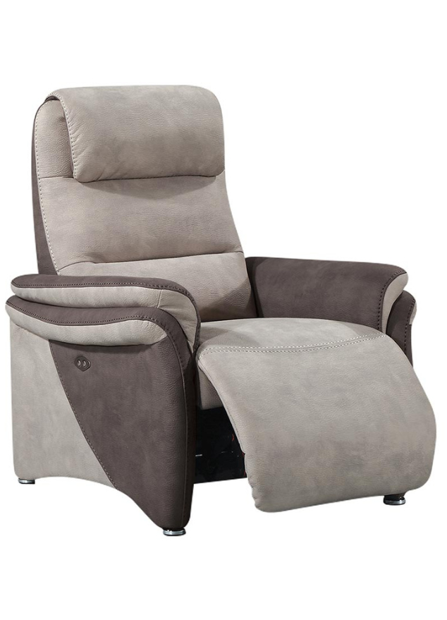 fauteuil relax moderne design tissu taupe électrique 1 moteur - Souffle d'intérieur