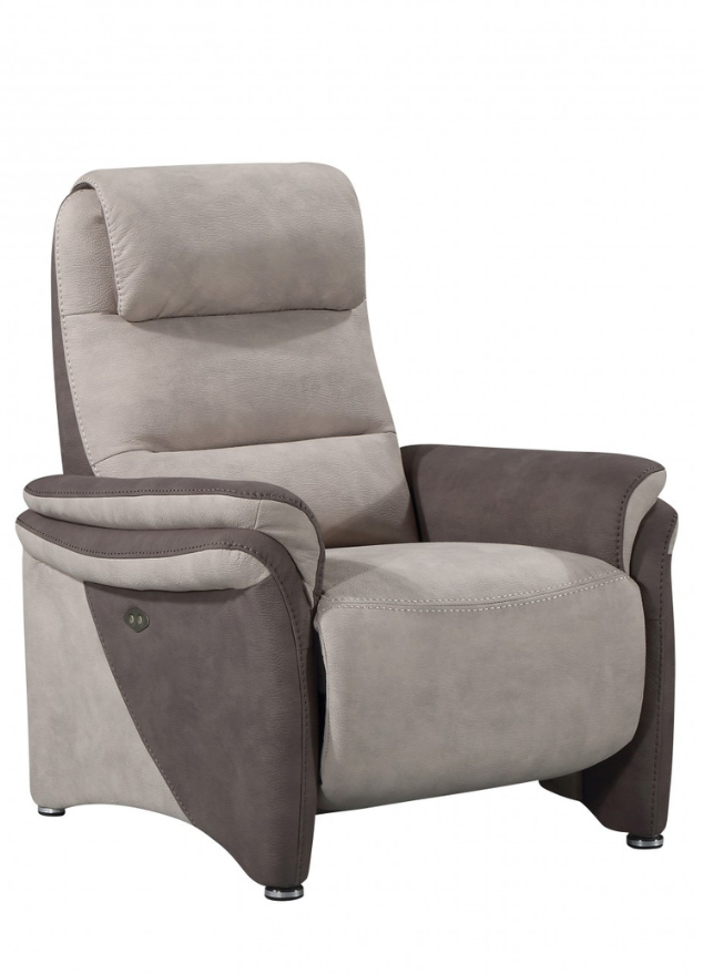 fauteuil relax moderne design tissu taupe électrique 1 moteur - Souffle d'intérieur