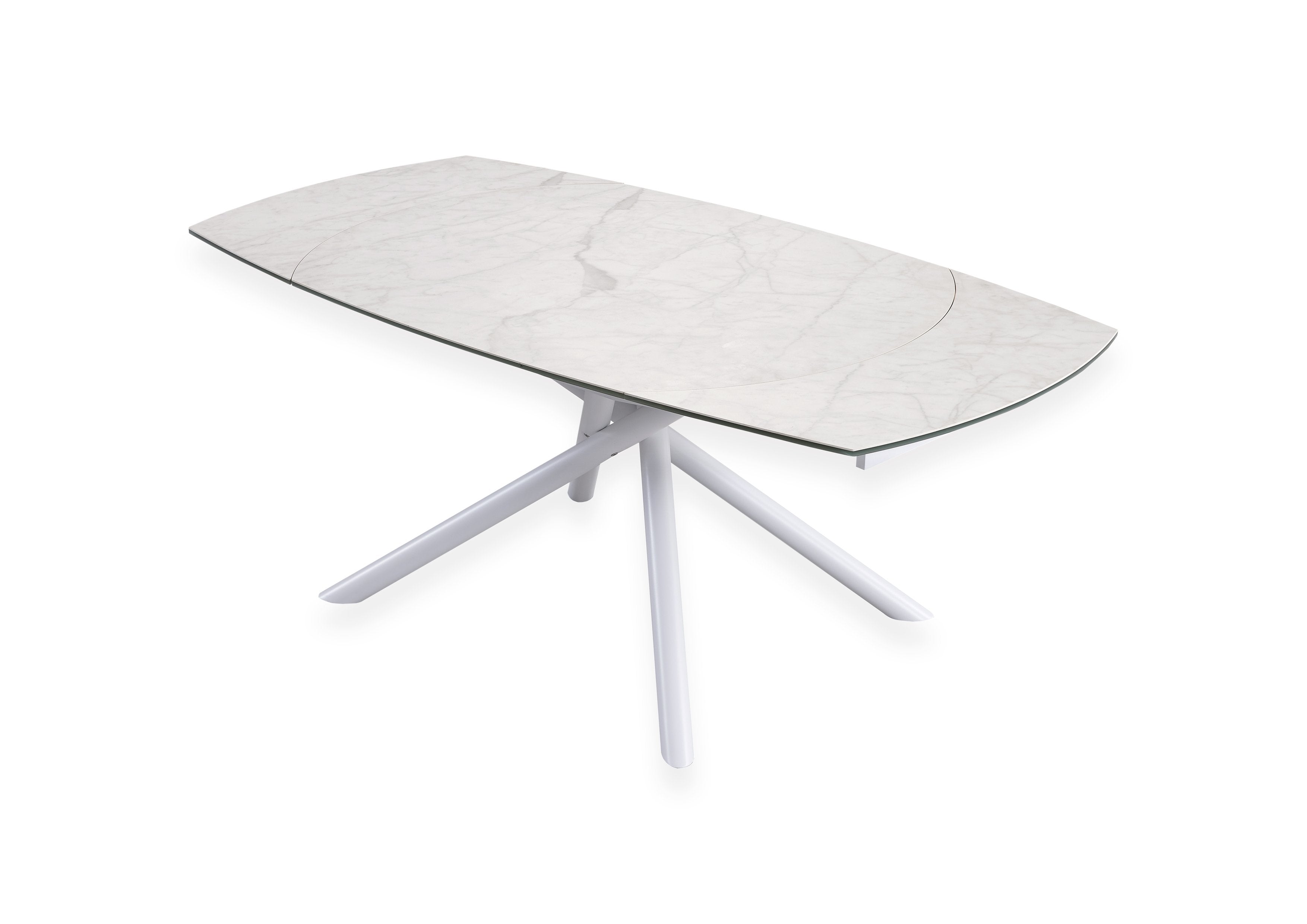 table blanche extensible céramique marbre blanc pieds métal - Souffle d'intérieur