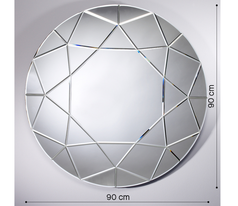 Miroir rond mural design moderne forme de diamant - Souffle d'intérieur