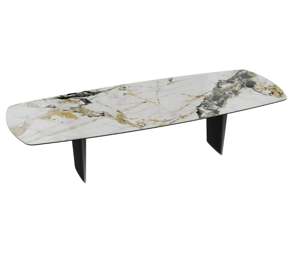 Grande table a manger plateau céramique de salle à manger fixe marbre brillant - Akante - Souffle d'intérieur