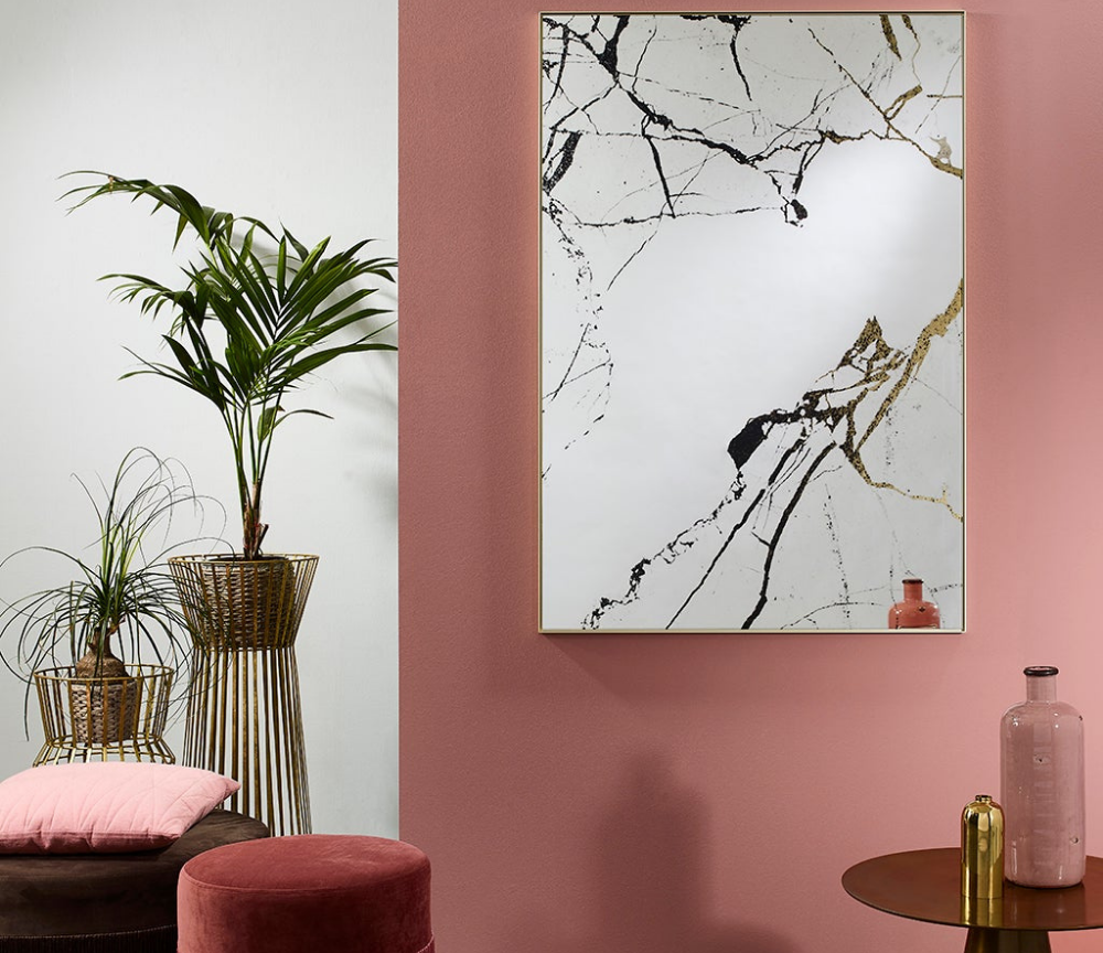 Miroir doré mural design moderne avec encadrement mat luxe - Souffle d'intérieur - decknudt