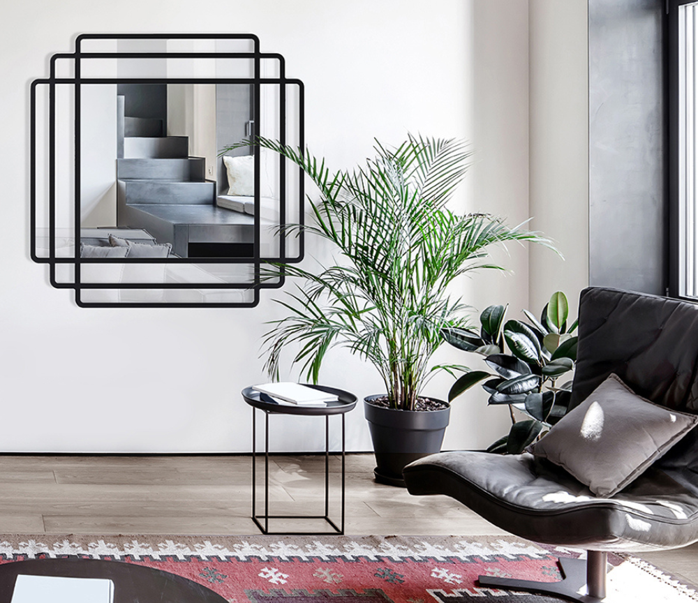 magasin de miroir mural design moderne avec contour noir luxe - Souffle d'intérieur - Deknudt