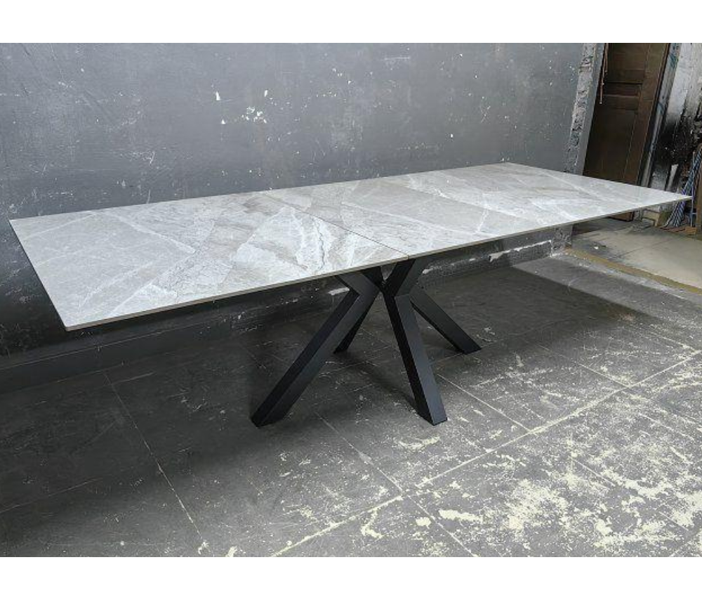 table a manger extensible céramique marbre gris clair - Souffle d'intérieur