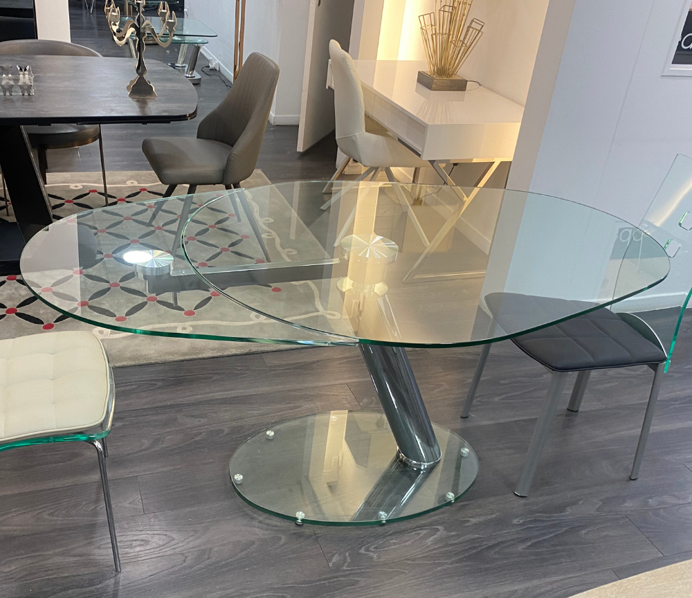 table a manger en verre trempé extensible design italien  - Souffle d'intérieur