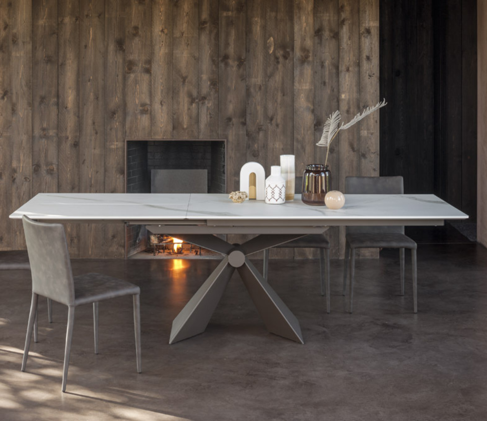 Table a manger céramique marbre blanc extensible rectangulaire - Altacom - Souffle d'intérieur