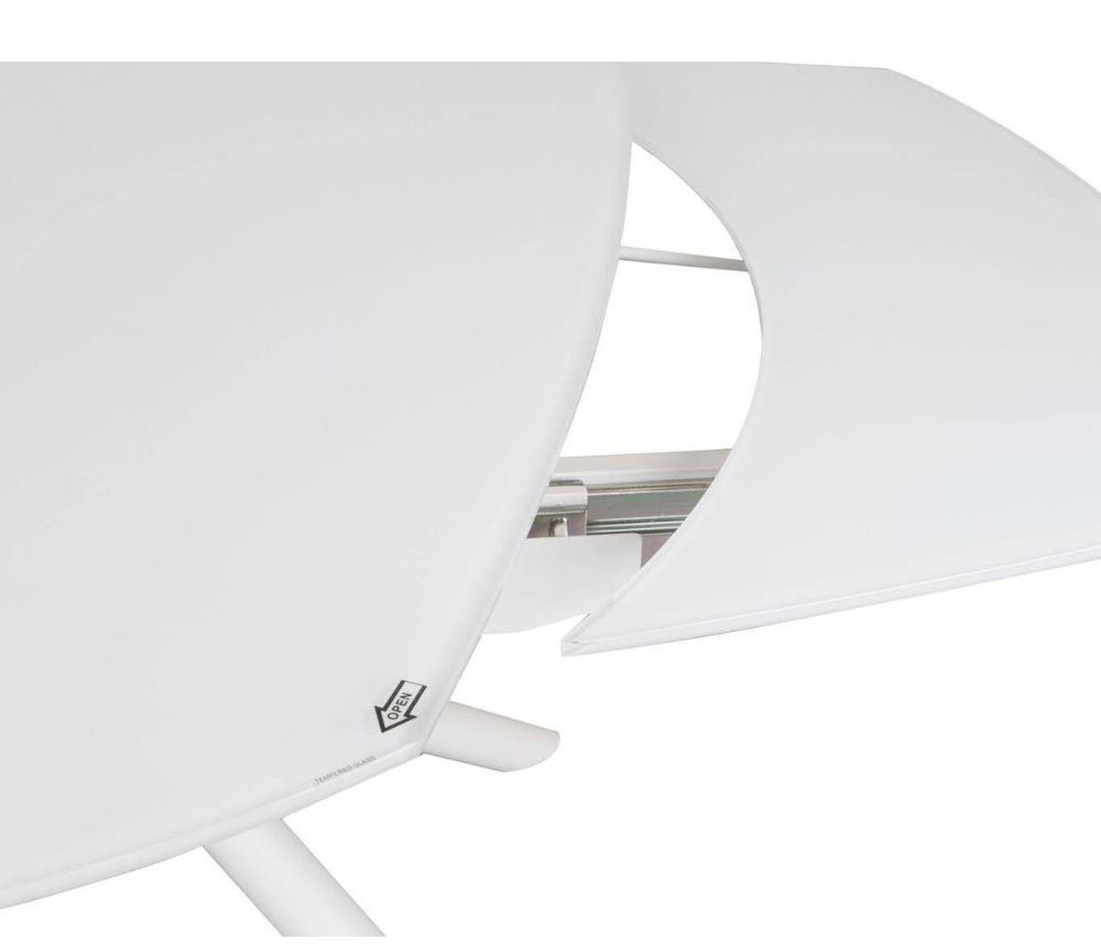 table en verre blanche extensible pieds métal blanc - Souffle d'intérieur