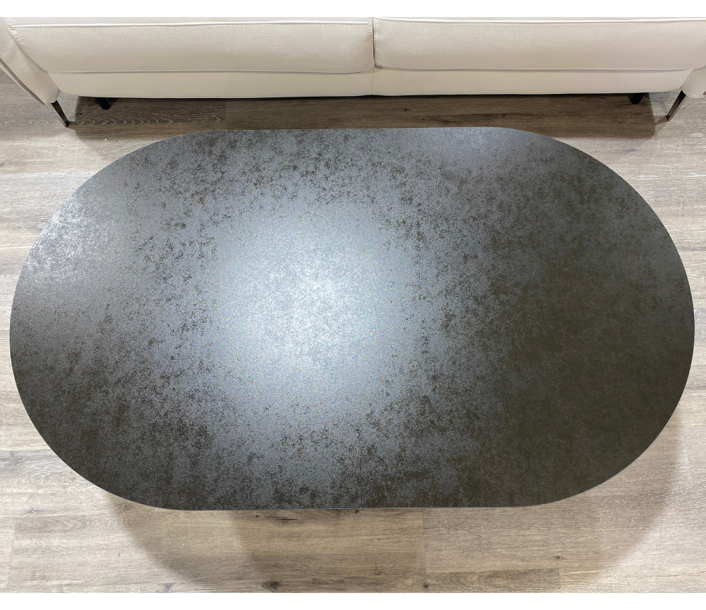 table basse ovale céramique design pieds noir métal - Souffle d'intérieur