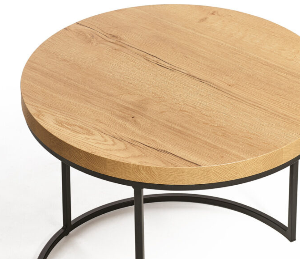 table basse gigogne ronde en bois pieds métal - Souffle d'intérieur
