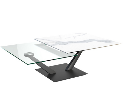 table basse verre et céramique pivotante akante - Souffle d'intérieur