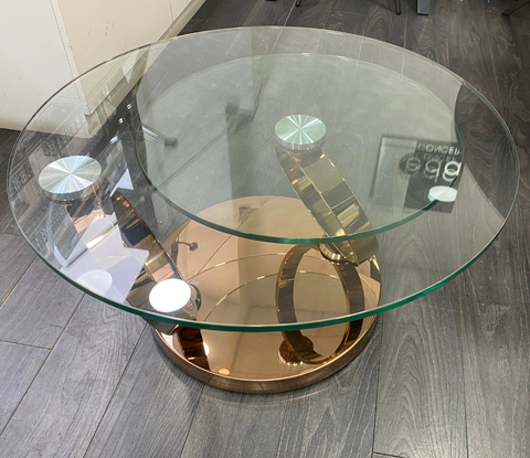 table basse ronde en verre design pieds doré akante - Souffle d'intérieur