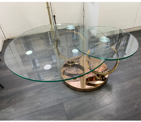 table basse ronde en verre design pieds doré akante - Souffle d'intérieur