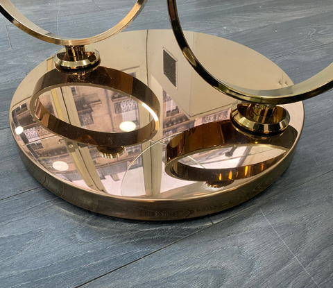 table basse ronde en verre design pieds doré akante - Souffle d'intérieur