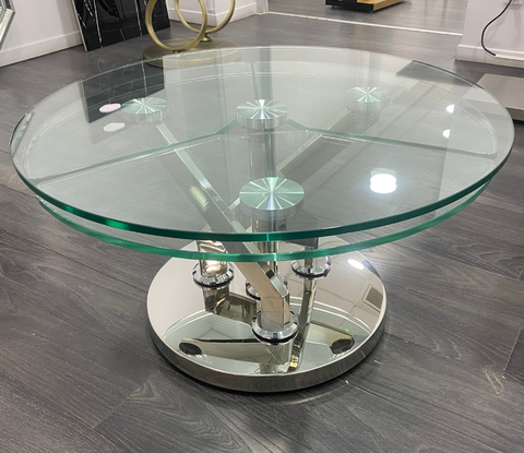 table basse en verre ronde pivotante