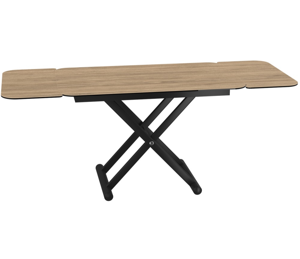 Table basse relevable et extensible en céramique bois pieds métal noir - Akante - Souffle d'intérieur