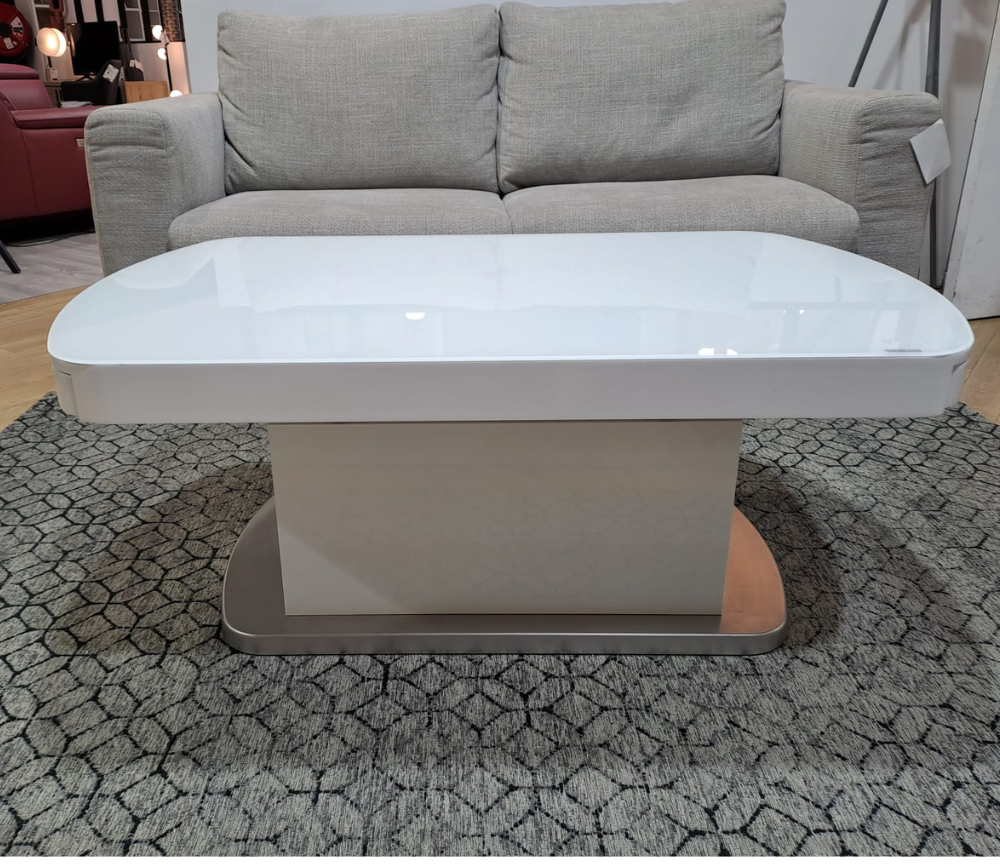 table basse relevable et extensible en verre blanc - Souffle d'intérieur