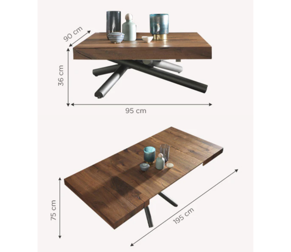 table basse relevable et extensible bois design - Altacom - Souffle d'intérieur