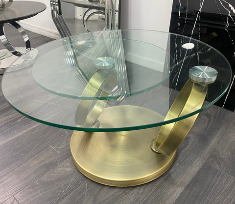table basse en verre design ronde pieds métal - Souffle d'intérieur - Akante