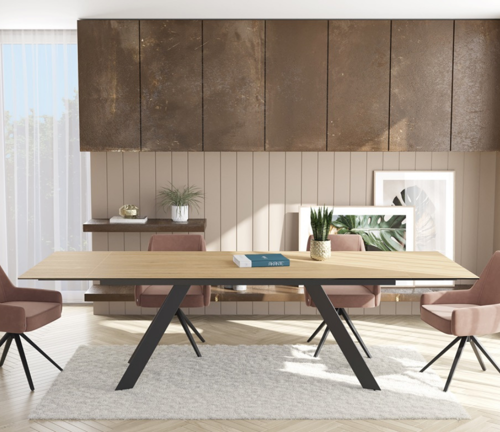 table a manger extensible céramique effet bois - Souffle d'intérieur