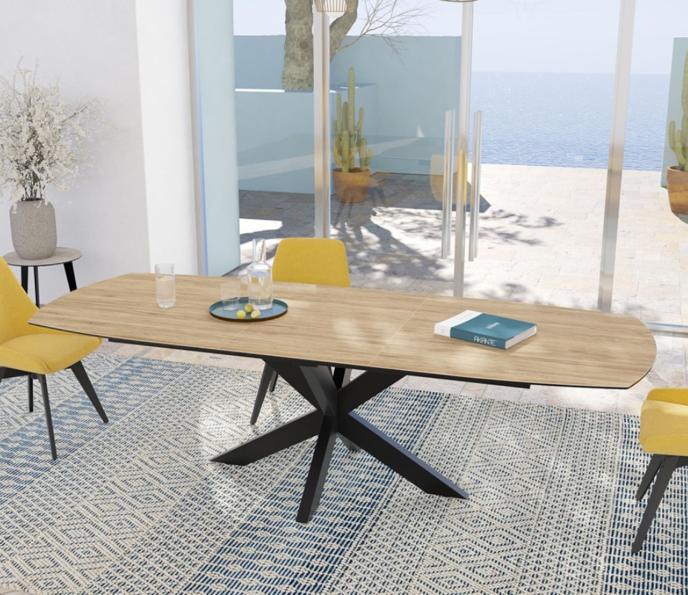 Table extensible céramique bois clair de salle à manger design - Souffle d'intérieur - Akante