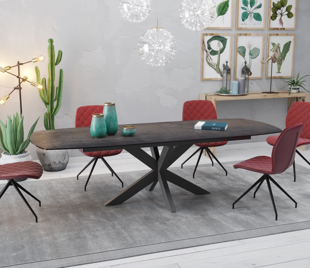 Table céramique acier extensible de salle à manger moderne - Akante - Souffle d'intérieur