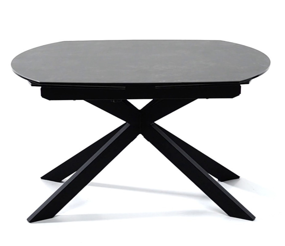 table céramique grise plateau pivotant pieds noir métal - Lievens - Akante - Souffle d'intérieur