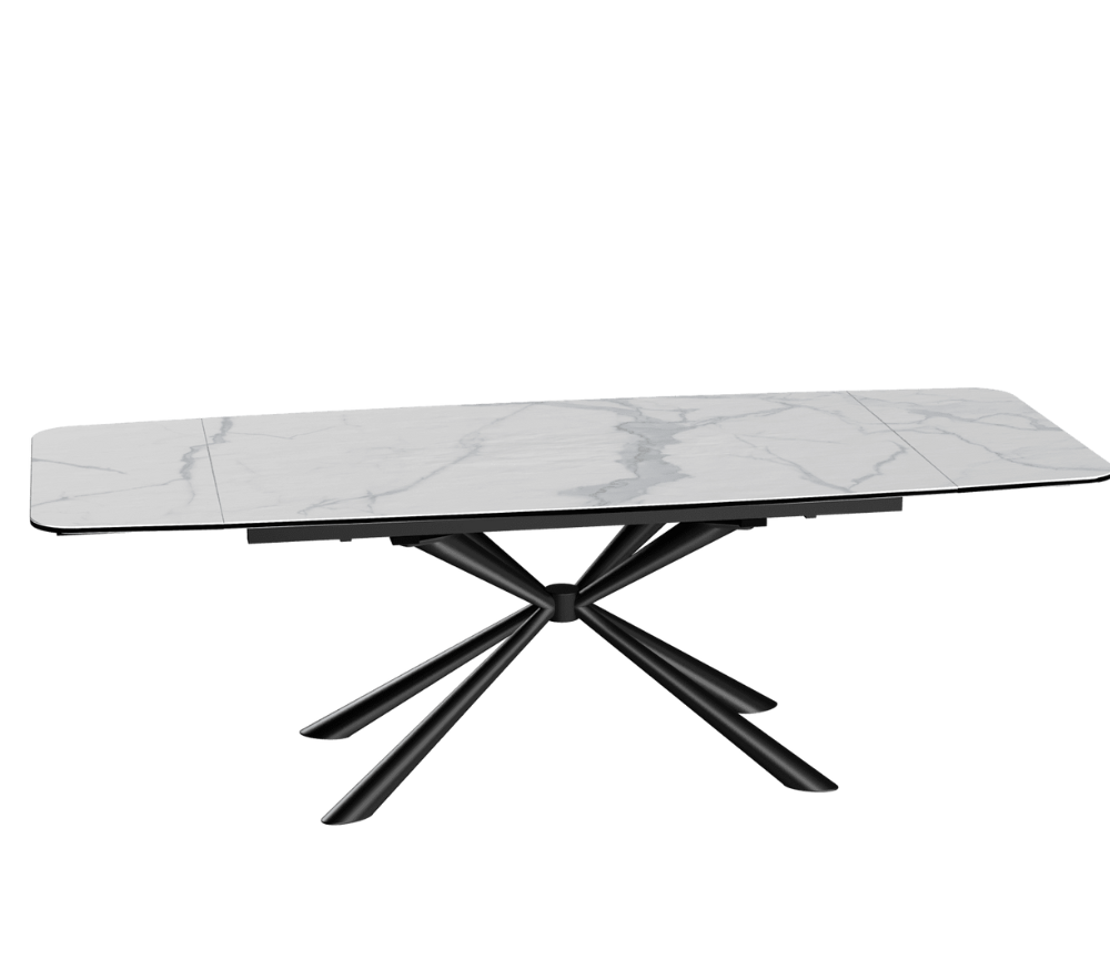 Table extensible plateau céramique marbre blanc mat - Akante - Souffle d'intérieur