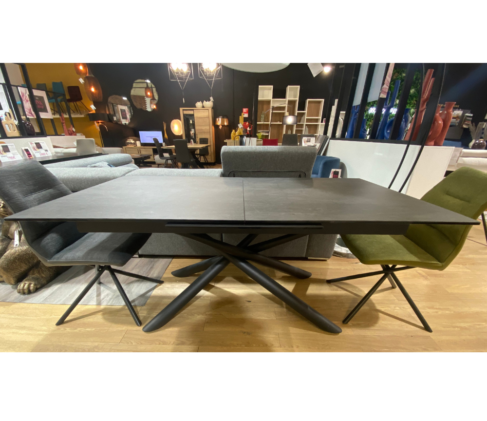 Table céramique extensible rallonge centrale pieds noir italienne - Souffle d'intérieur