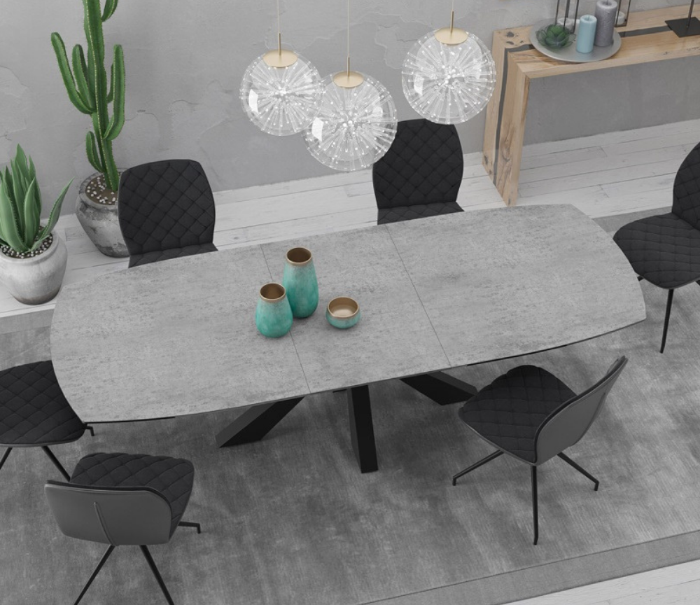 Table céramique extensible gris clair au design moderne - Souffle d'intérieur  - Akante
