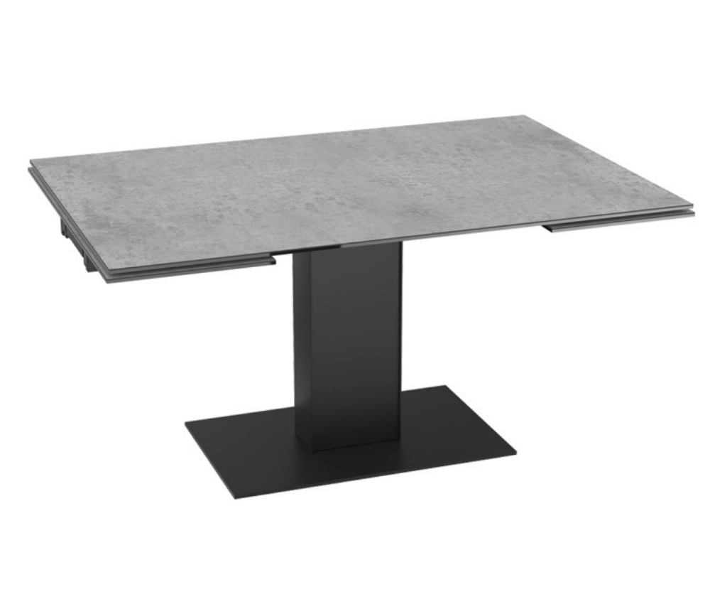 Table céramique extensible gris clair pieds noir design rectangulaire - Akante - Souffle d'intérieur