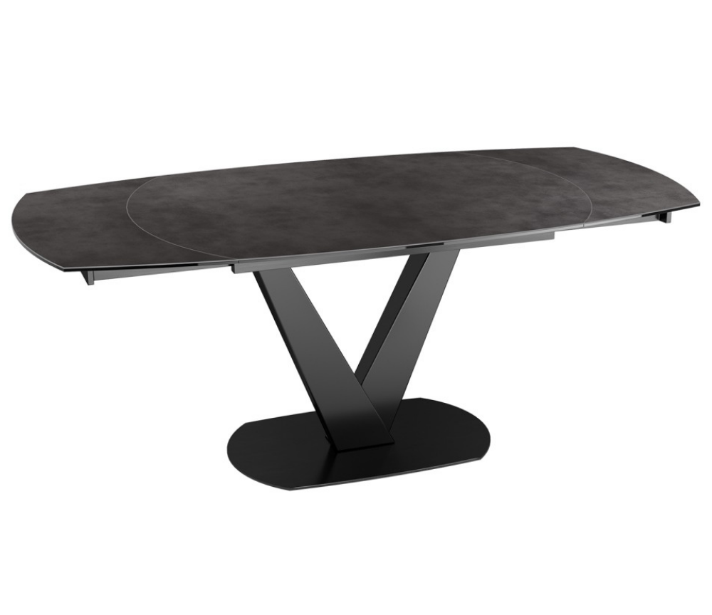 Table extensible en céramique gris foncé pieds noir métal - Akante - Souffle d'intérieur