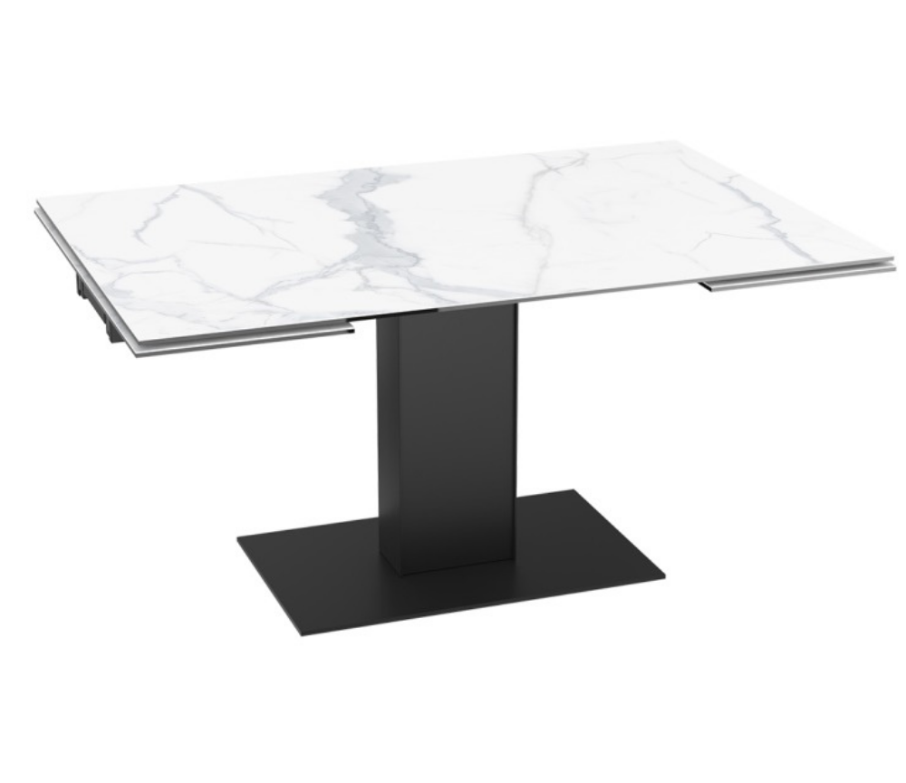Table céramique extensible marbre blanc design rectangulaire - Akante - Souffle d'intérieur