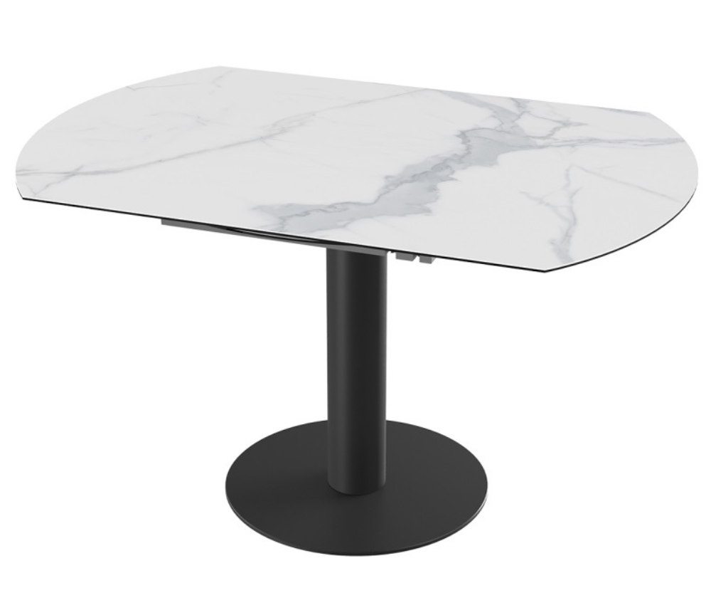 Table céramique extensible blanche pieds centrale - Souffle d'intérieur