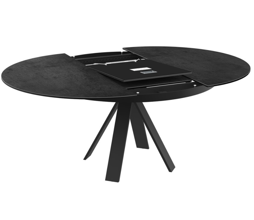 table ronde extensible gris titane avec rallonge - Akante - Souffle d'intérieur