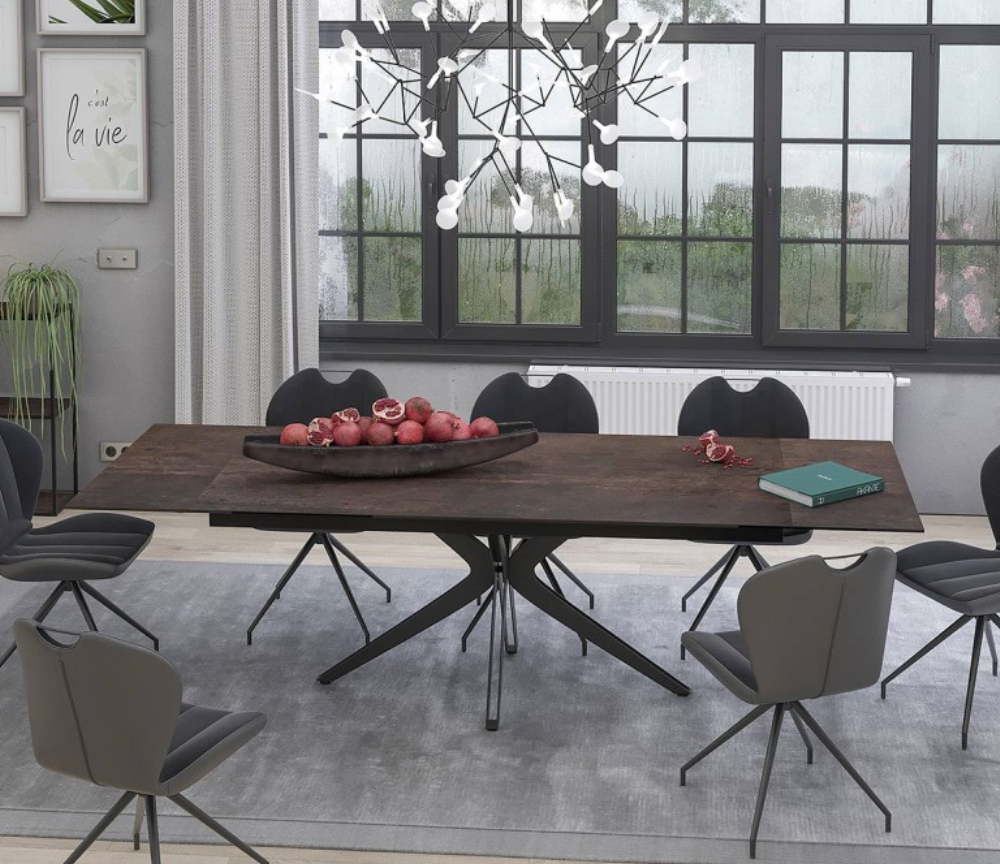 Table a manger céramique acier extensible avec rallonges - Akante - Souffle d'intérieur