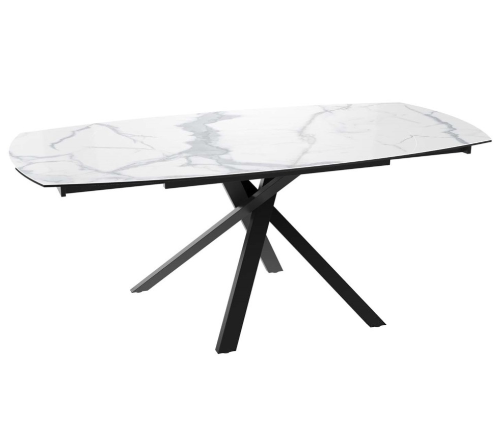 Table céramique effet marbre blanc extensible - Kheops - Akante - Souffle d'intérieur