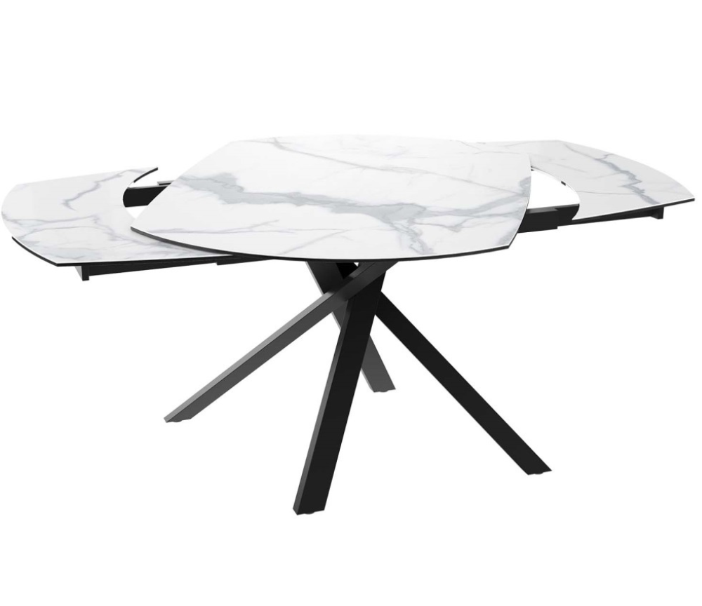 Table céramique effet marbre blanc extensible - Kheops - Akante - Souffle d'intérieur