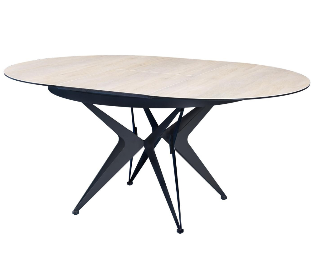 Table ronde extensible céramique bois pieds métal noir - Eda concept - Akante - Souffle d'intérieur