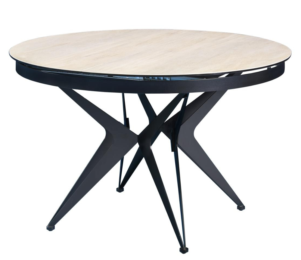 Table ronde extensible céramique bois pieds métal noir - Eda concept - Akante - Souffle d'intérieur