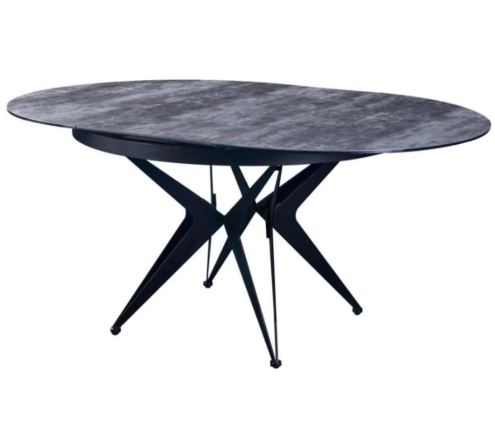 Table ronde extensible en céramique anthracite pieds métal noir - Eda concept - Souffle d'intérieur