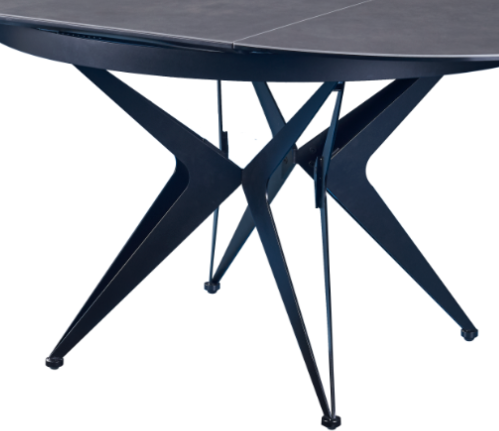 table ronde extensible avec rallonge pieds métal noir mat - Souffle d'intérieur