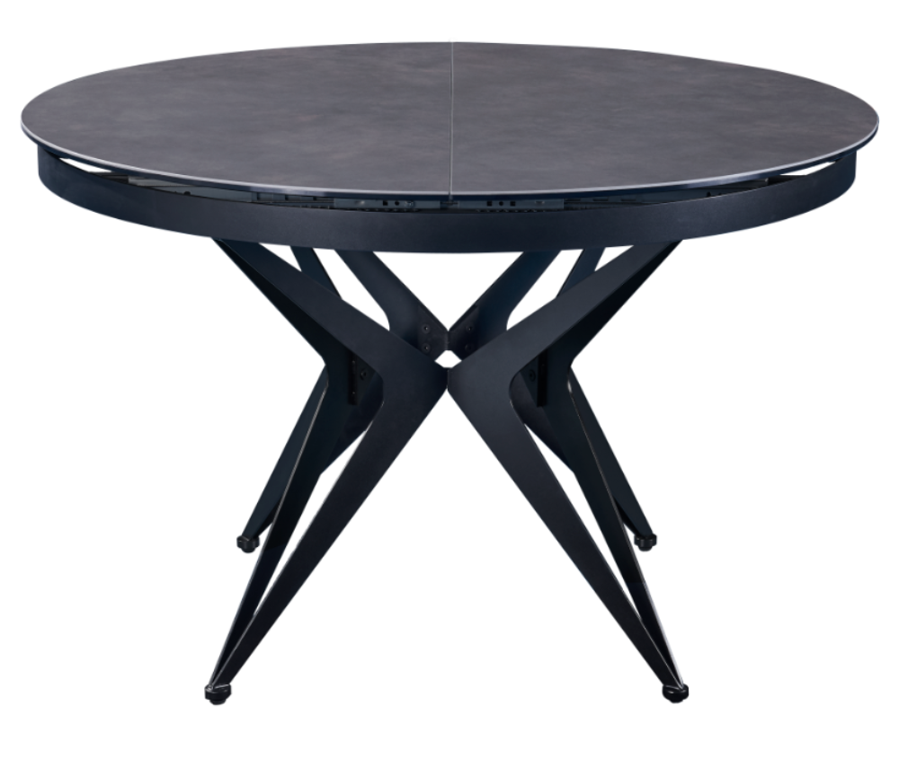 table ronde extensible avec rallonge pieds métal noir mat - Souffle d'intérieur
